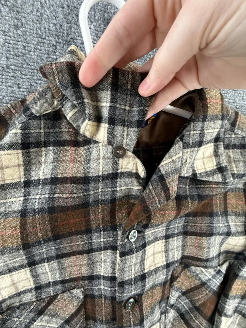 VTG Pendleton Virgin Wool Button Up Shirt Large Plaid Brown 60s 70s Soft Adult